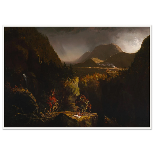 Landscape with Figures; A Scene from ‘The Last of the Mohicans’ (1826) Art Print | Thomas Cole - Framed Poster - 30x40 cm / 12x16″ - Black frame