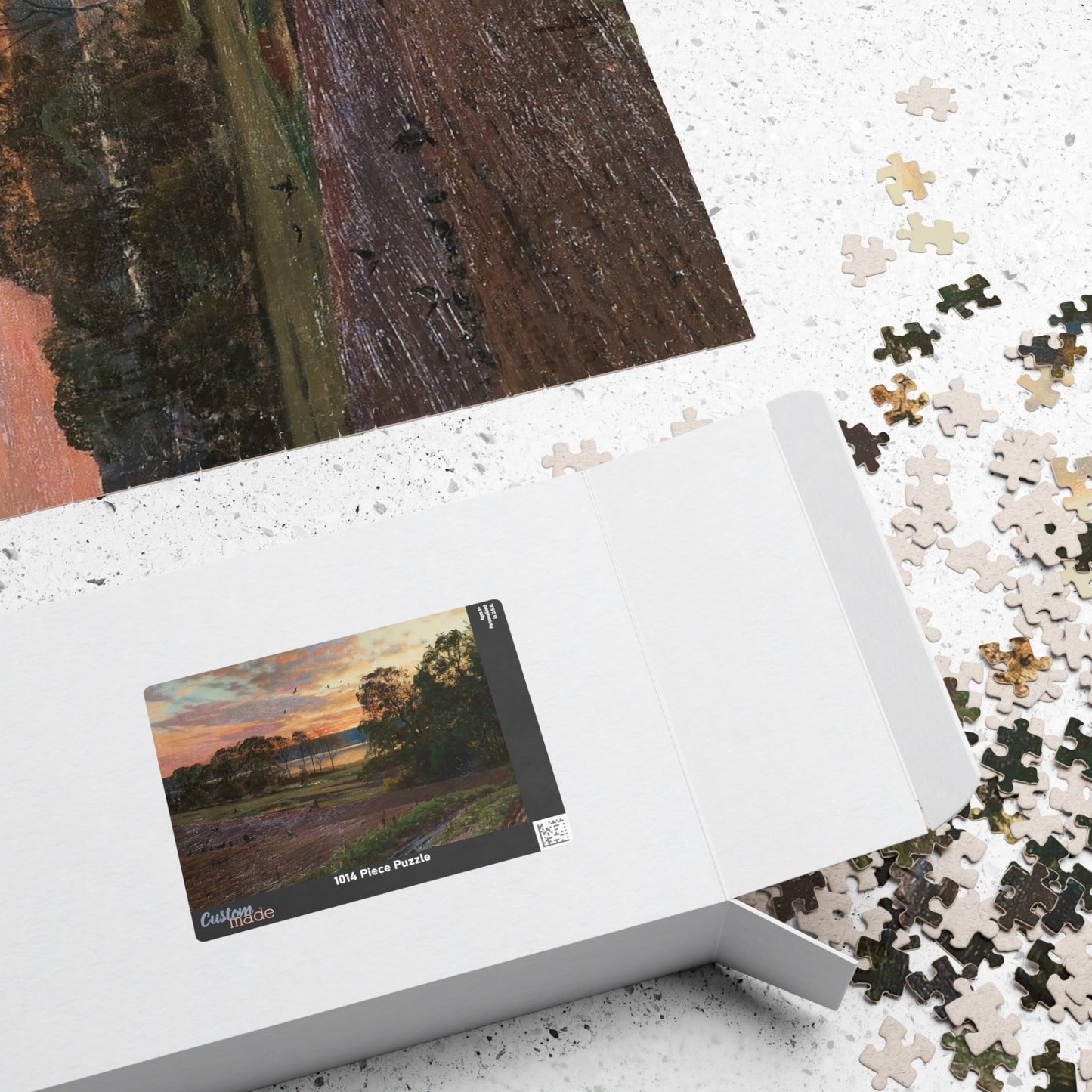 Landscape with setting sun Puzzle | Peder Mork Monsted - - 252 pcs (Horizontal) - 
