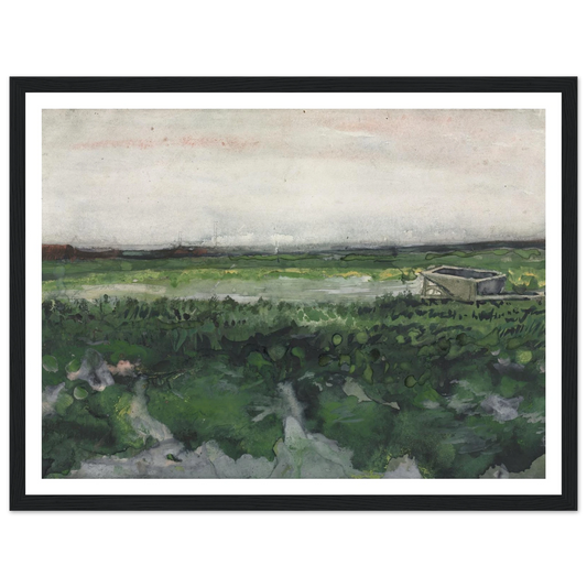 Landscape with Wheelbarrow (1883) Art Print | Vincent van Gogh - Framed Poster - 30x40 cm / 12x16″ - Black frame