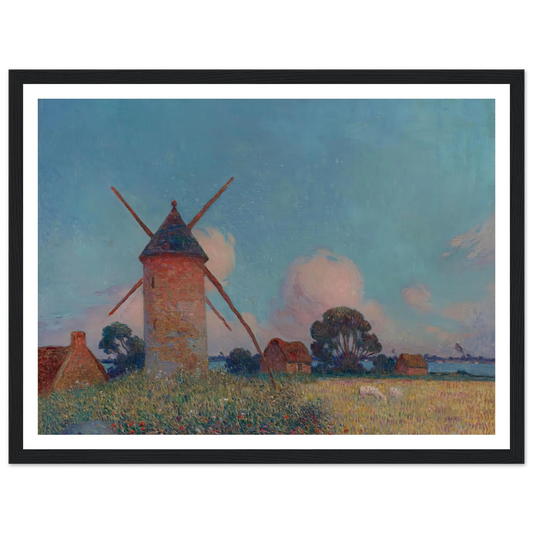 Landscape with Windmills Art Print | Ferdinand du Puigaudeau - Framed Poster - 30x40 cm / 12x16″ - Black frame