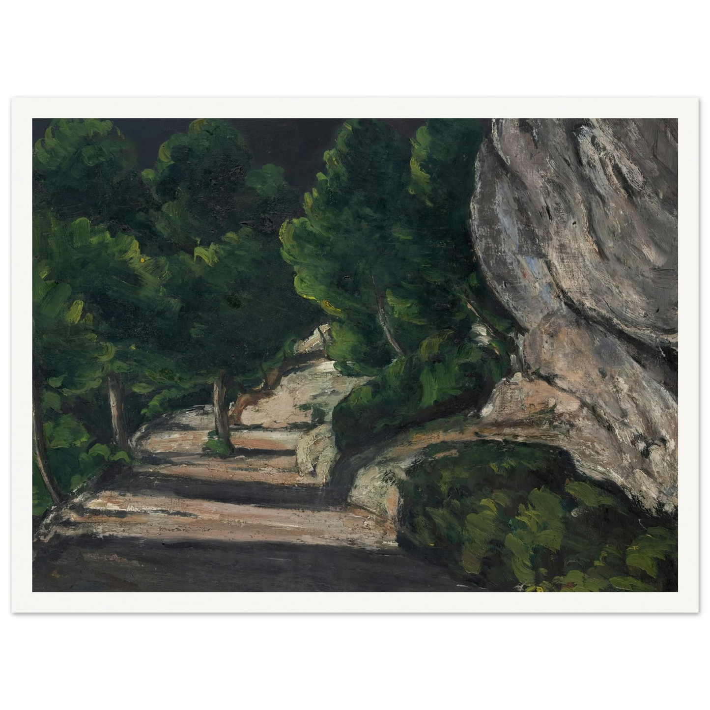 Landscape. Road with Trees in Rocky Mountains (1870 – 1871) Art Print | Paul Cezanne - Framed Poster - 30x40 cm / 12x16″ - Black frame