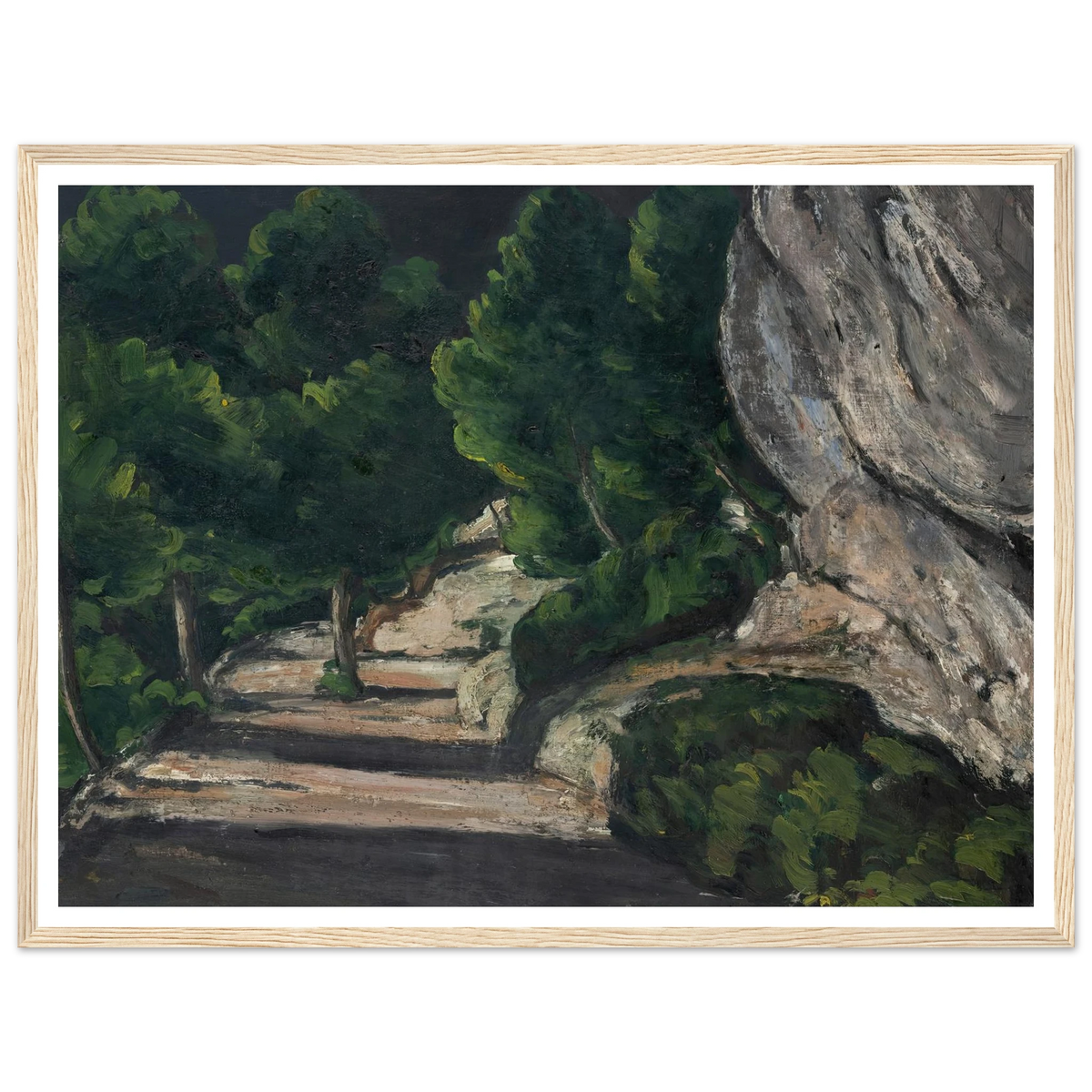 Landscape. Road with Trees in Rocky Mountains (1870 – 1871) Art Print | Paul Cezanne - Framed Poster - 30x40 cm / 12x16″ - Black frame