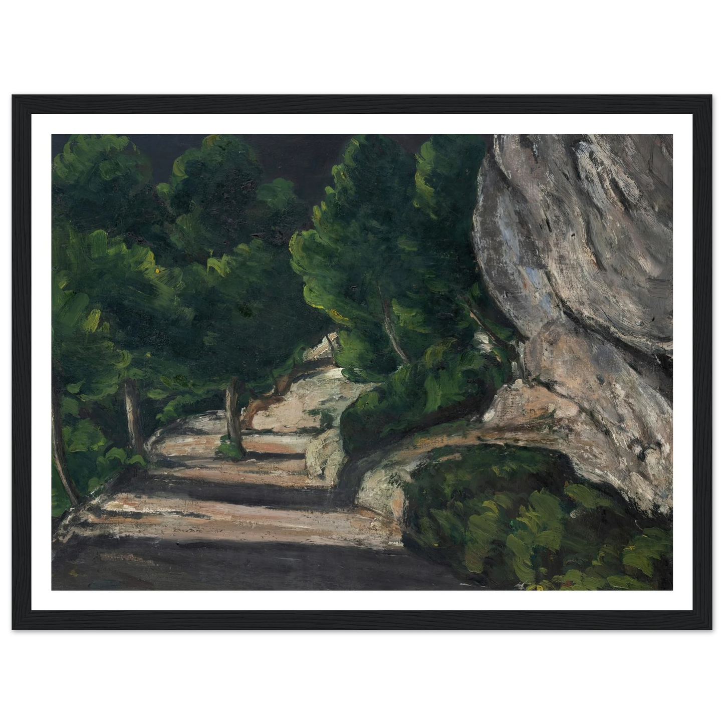 Landscape. Road with Trees in Rocky Mountains (1870 – 1871) Art Print | Paul Cezanne - Framed Poster - 30x40 cm / 12x16″ - Black frame