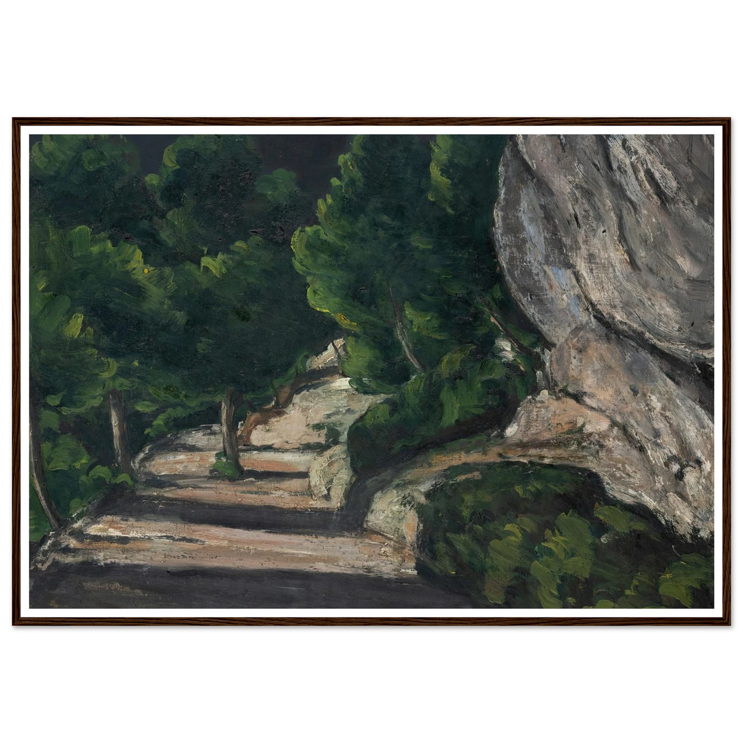 Landscape. Road with Trees in Rocky Mountains (1870 – 1871) Art Print | Paul Cezanne - Framed Poster - 30x40 cm / 12x16″ - Black frame