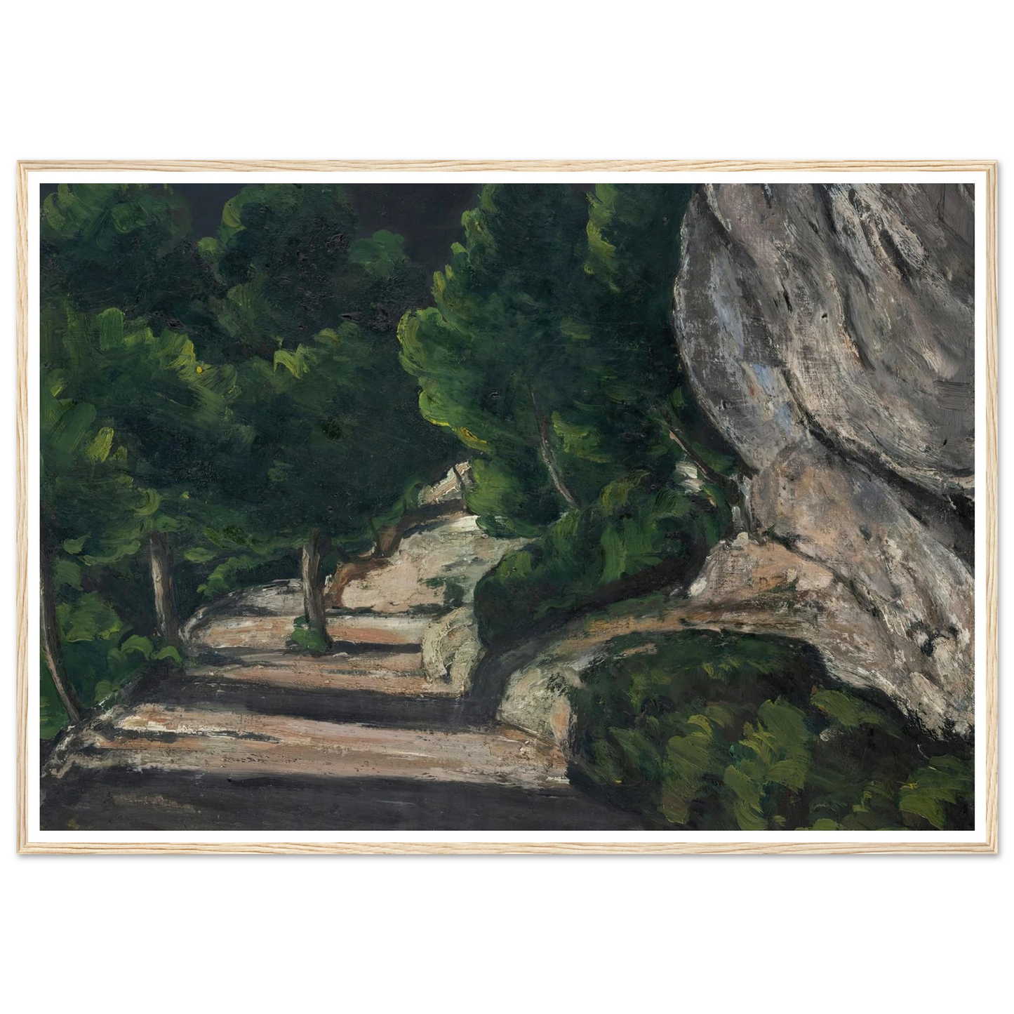 Landscape. Road with Trees in Rocky Mountains (1870 – 1871) Art Print | Paul Cezanne - Framed Poster - 30x40 cm / 12x16″ - Black frame