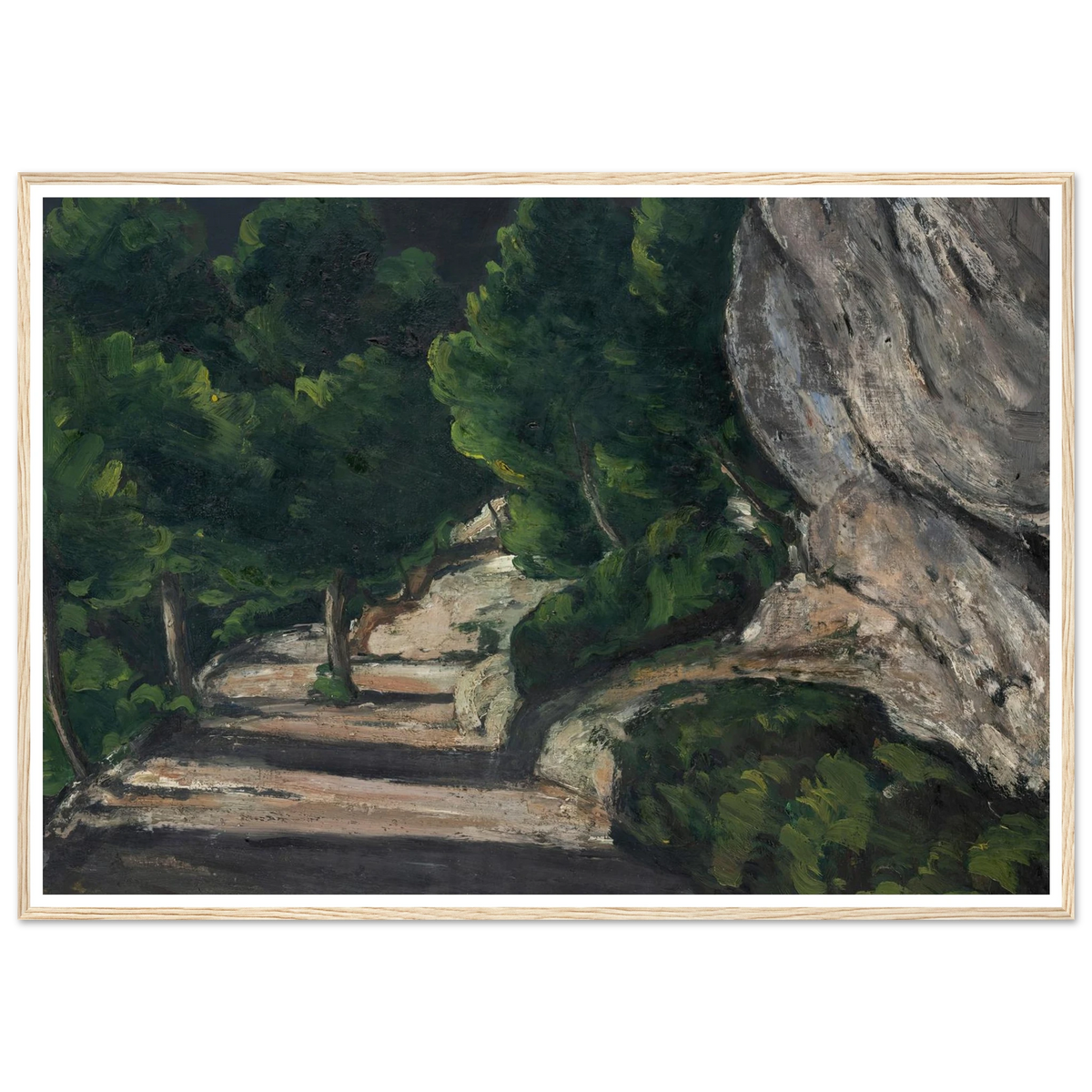 Landscape. Road with Trees in Rocky Mountains (1870 – 1871) Art Print | Paul Cezanne - Framed Poster - 30x40 cm / 12x16″ - Black frame