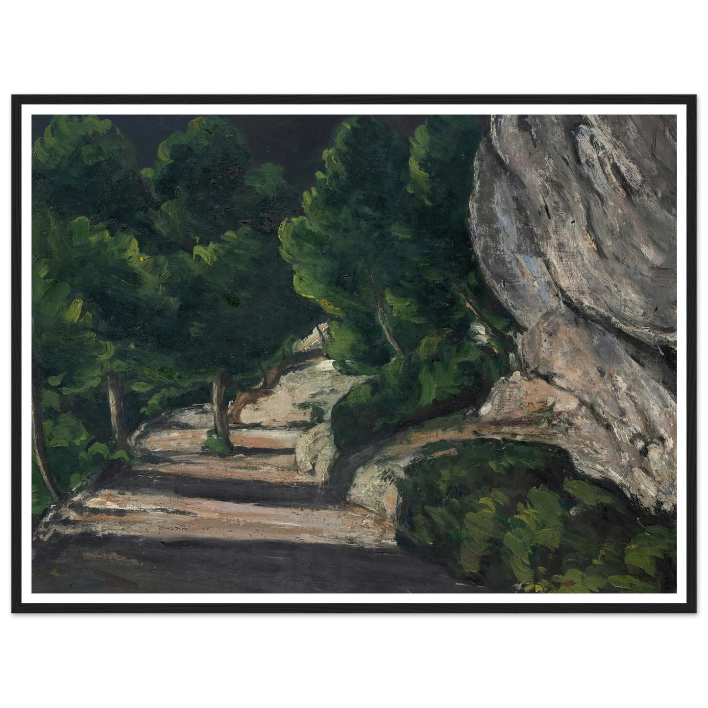 Landscape. Road with Trees in Rocky Mountains (1870 – 1871) Art Print | Paul Cezanne - Framed Poster - 30x40 cm / 12x16″ - Black frame