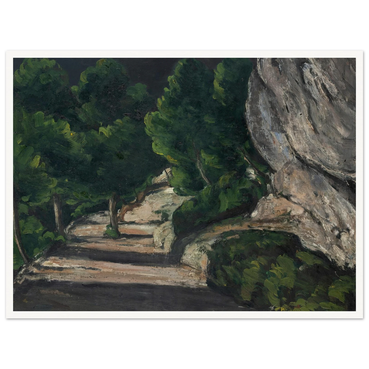 Landscape. Road with Trees in Rocky Mountains (1870 – 1871) Art Print | Paul Cezanne - Framed Poster - 30x40 cm / 12x16″ - Black frame