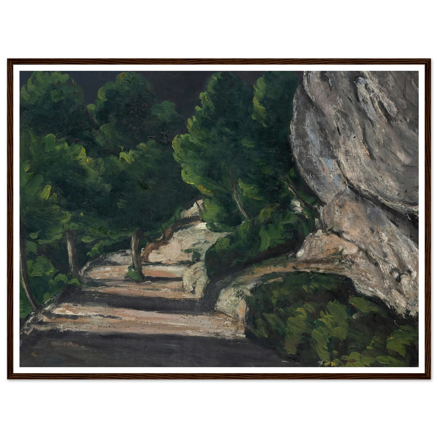 Landscape. Road with Trees in Rocky Mountains (1870 – 1871) Art Print | Paul Cezanne - Framed Poster - 30x40 cm / 12x16″ - Black frame