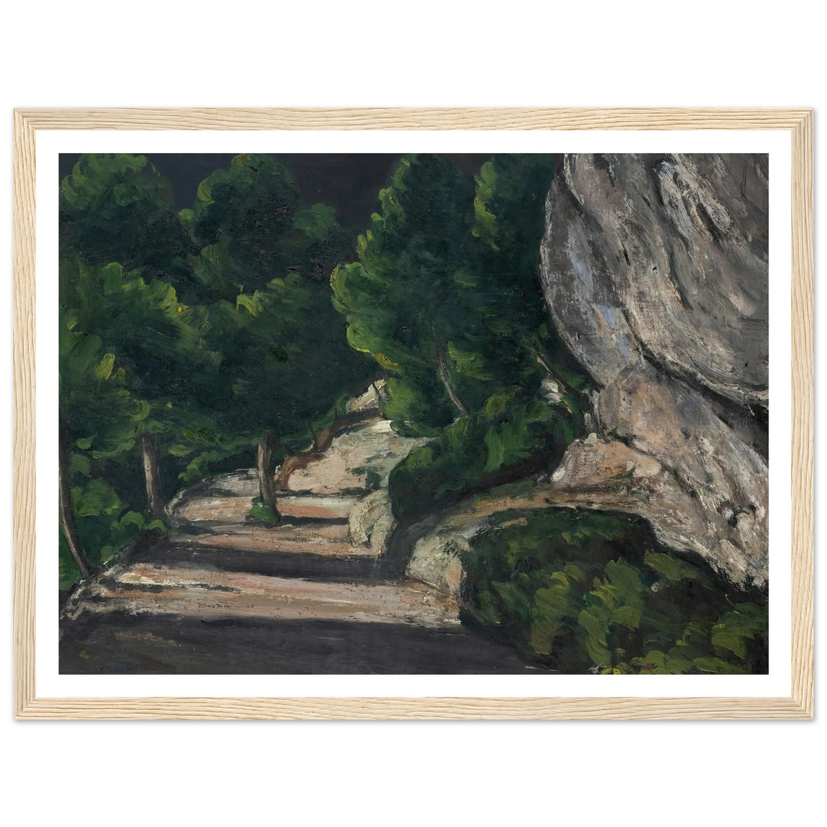 Landscape. Road with Trees in Rocky Mountains (1870 – 1871) Art Print | Paul Cezanne - Framed Poster - 30x40 cm / 12x16″ - Black frame