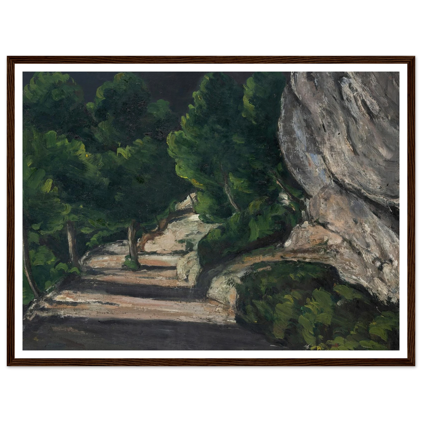 Landscape. Road with Trees in Rocky Mountains (1870 – 1871) Art Print | Paul Cezanne - Framed Poster - 30x40 cm / 12x16″ - Black frame