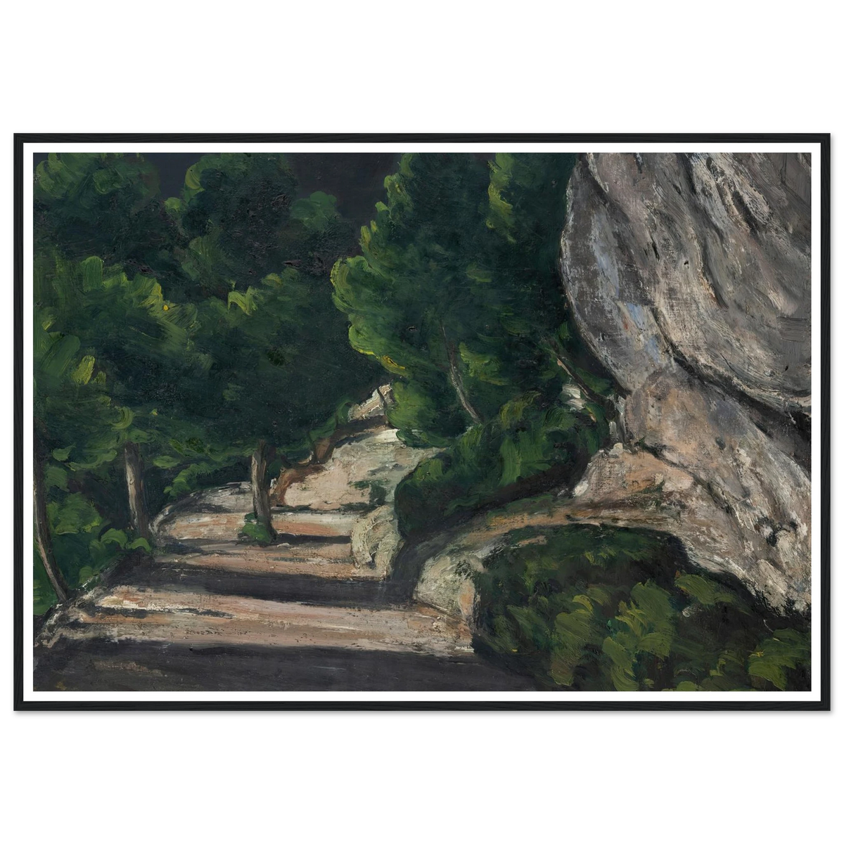 Landscape. Road with Trees in Rocky Mountains (1870 – 1871) Art Print | Paul Cezanne - Framed Poster - 30x40 cm / 12x16″ - Black frame
