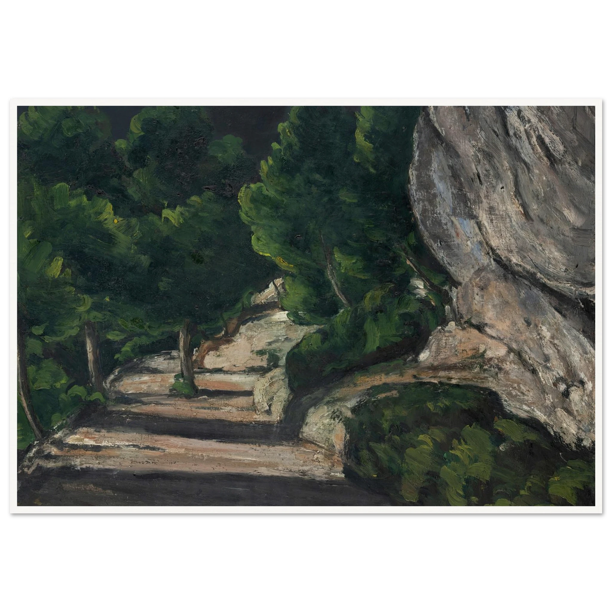 Landscape. Road with Trees in Rocky Mountains (1870 – 1871) Art Print | Paul Cezanne - Framed Poster - 30x40 cm / 12x16″ - Black frame