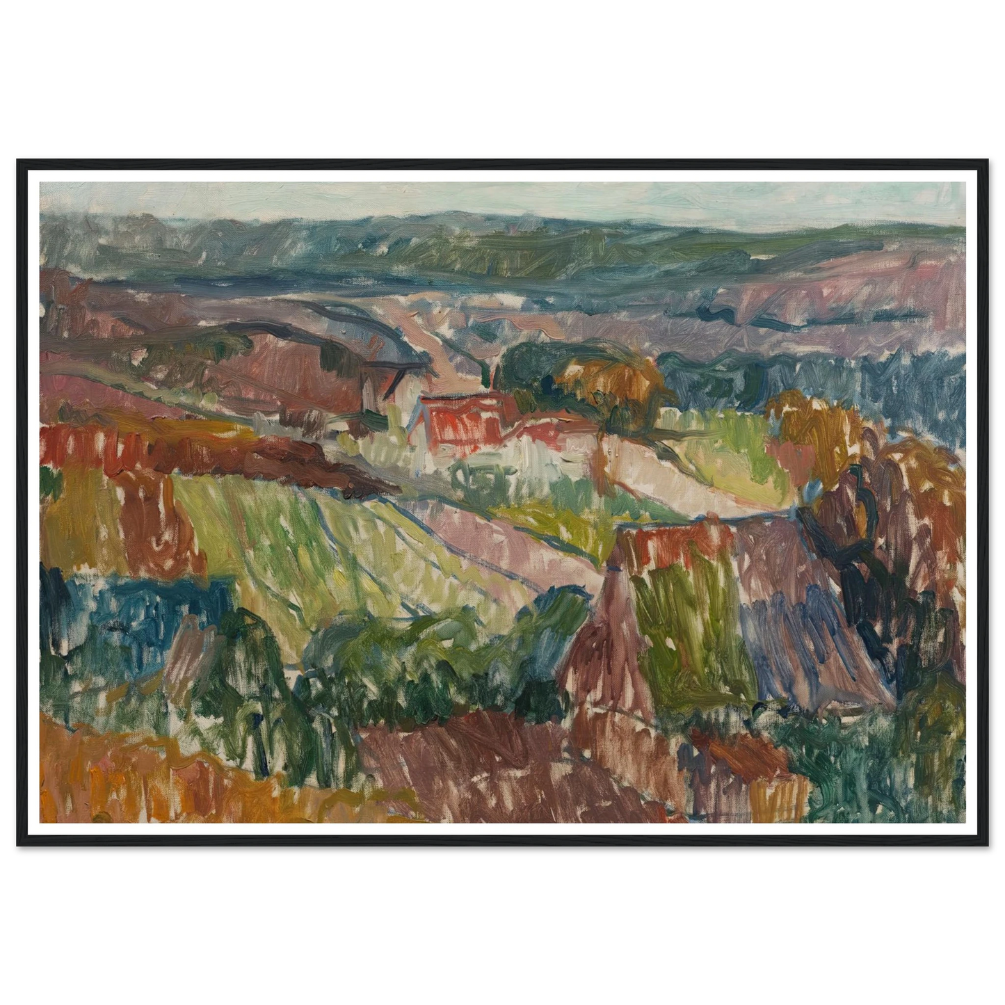 Landschaft bei Hetschburg (1907) Art Print | Christian Rohlfs - Framed Poster - 30x40 cm / 12x16″ - Black frame