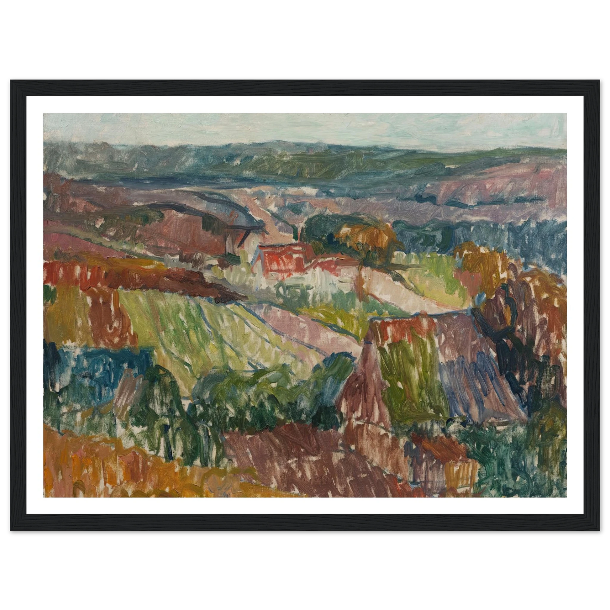 Landschaft bei Hetschburg (1907) Art Print | Christian Rohlfs - Framed Poster - 30x40 cm / 12x16″ - Black frame