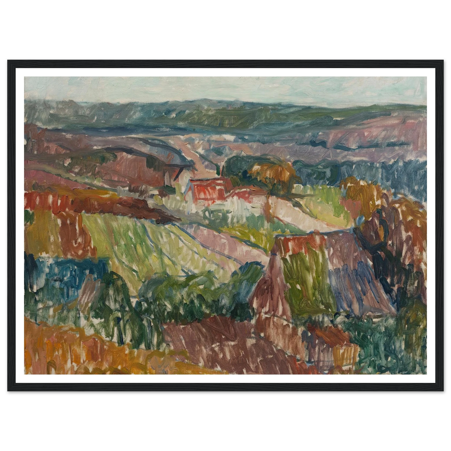 Landschaft bei Hetschburg (1907) Art Print | Christian Rohlfs - Framed Poster - 30x40 cm / 12x16″ - Black frame