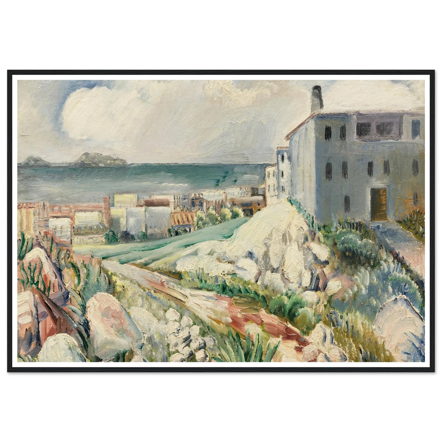 Landschaft bei Marseille (1930) Art Print | Paul Kleinschmidt - Framed Poster - 30x40 cm / 12x16″ - Black frame
