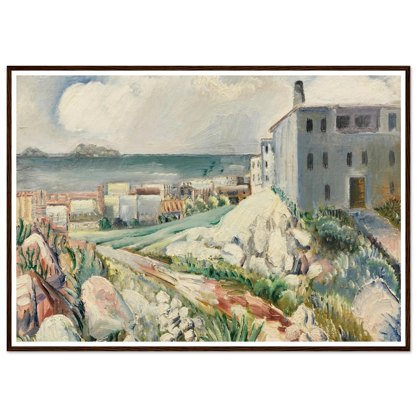 Landschaft bei Marseille (1930) Art Print | Paul Kleinschmidt - Framed Poster - 30x40 cm / 12x16″ - Black frame