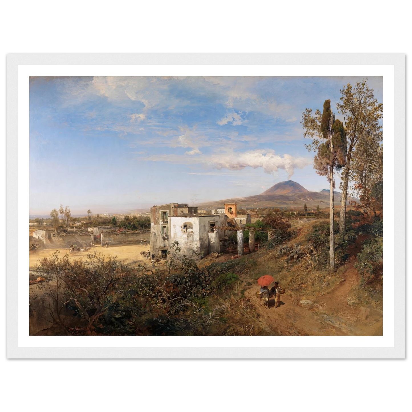 Landschaft bei Pompeji (1863) Art Print | Oswald Achenbach - Framed Poster - 30x40 cm / 12x16″ - Black frame