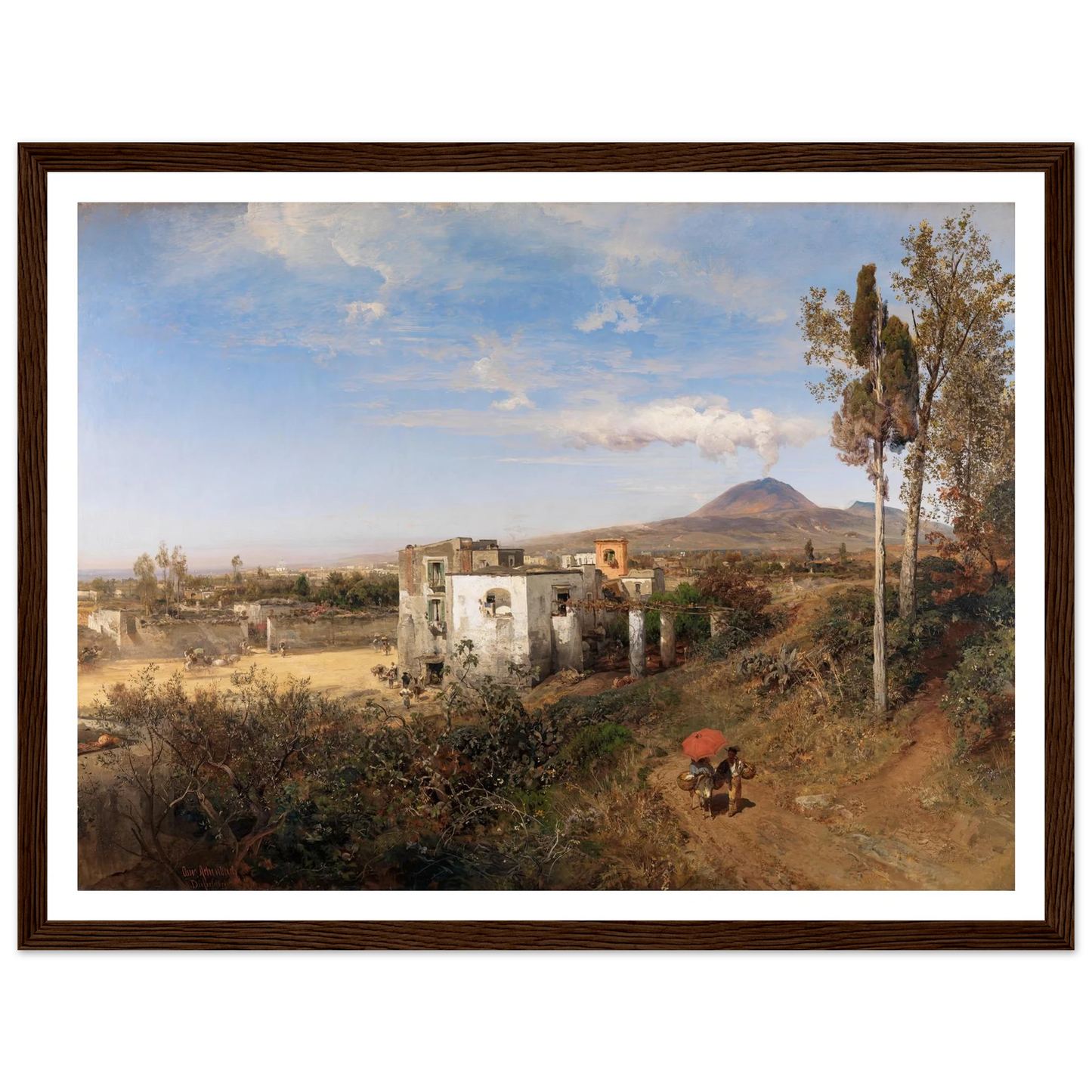 Landschaft bei Pompeji (1863) Art Print | Oswald Achenbach - Framed Poster - 30x40 cm / 12x16″ - Black frame
