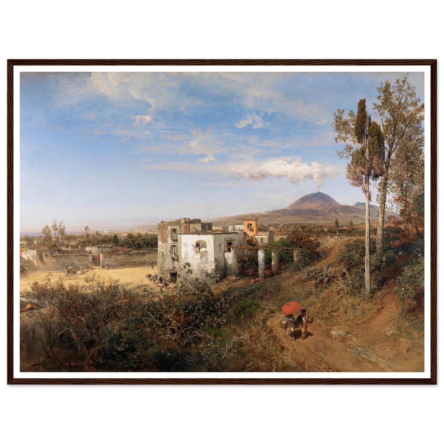 Landschaft bei Pompeji (1863) Art Print | Oswald Achenbach - Framed Poster - 30x40 cm / 12x16″ - Black frame