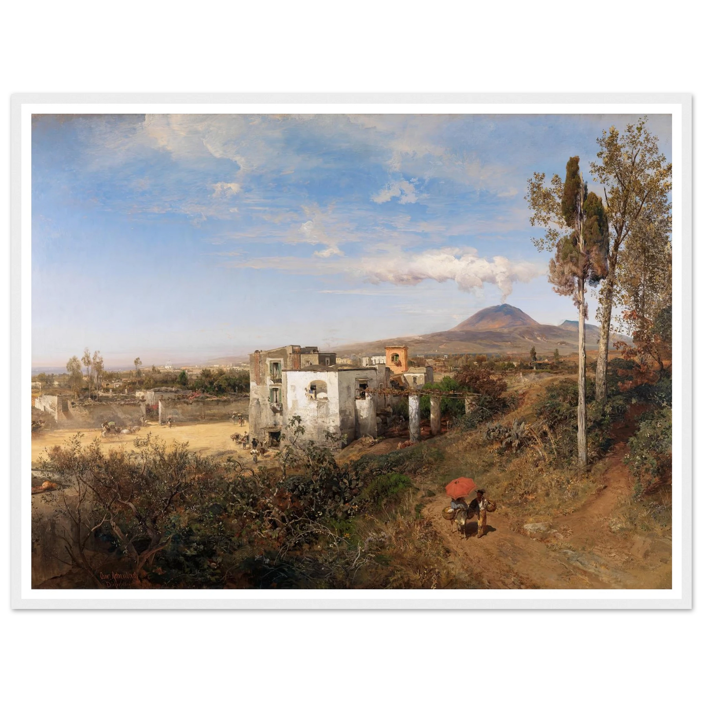 Landschaft bei Pompeji (1863) Art Print | Oswald Achenbach - Framed Poster - 30x40 cm / 12x16″ - Black frame