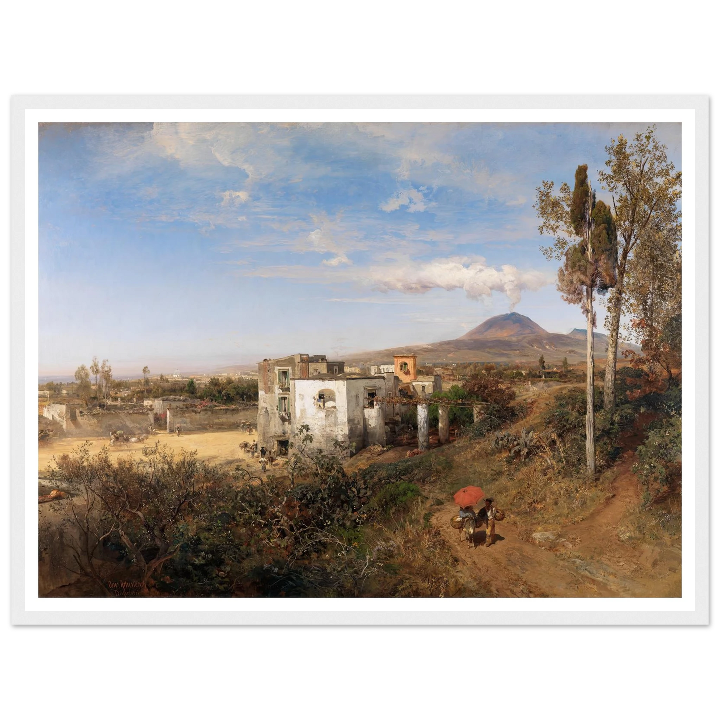 Landschaft bei Pompeji (1863) Art Print | Oswald Achenbach - Framed Poster - 30x40 cm / 12x16″ - Black frame