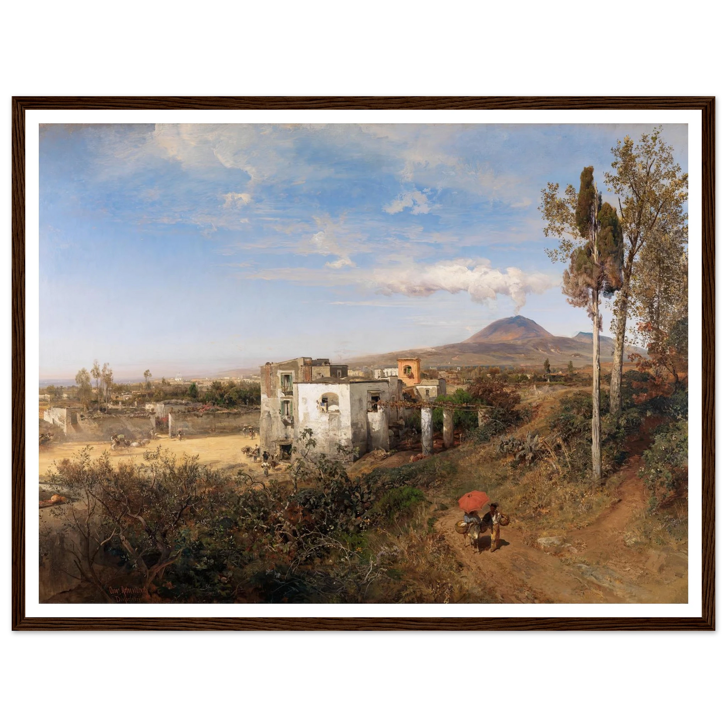Landschaft bei Pompeji (1863) Art Print | Oswald Achenbach - Framed Poster - 30x40 cm / 12x16″ - Black frame