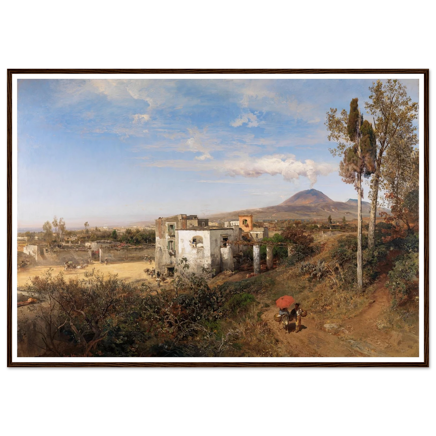 Landschaft bei Pompeji (1863) Art Print | Oswald Achenbach - Framed Poster - 30x40 cm / 12x16″ - Black frame
