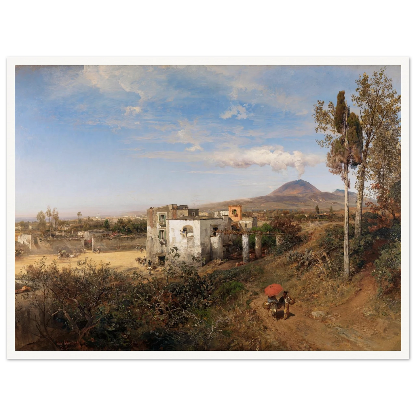 Landschaft bei Pompeji (1863) Art Print | Oswald Achenbach - Framed Poster - 30x40 cm / 12x16″ - Black frame