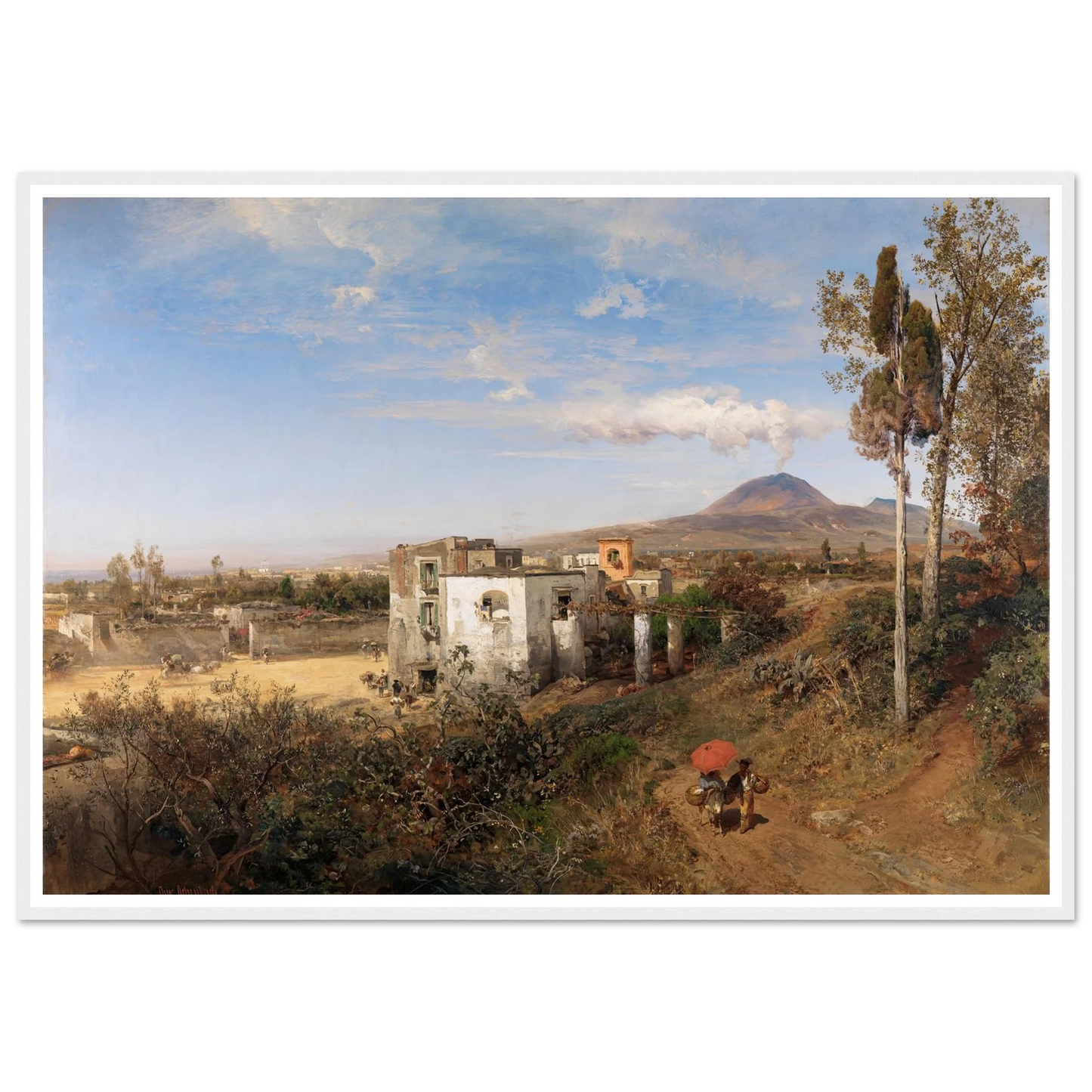 Landschaft bei Pompeji (1863) Art Print | Oswald Achenbach - Framed Poster - 30x40 cm / 12x16″ - Black frame