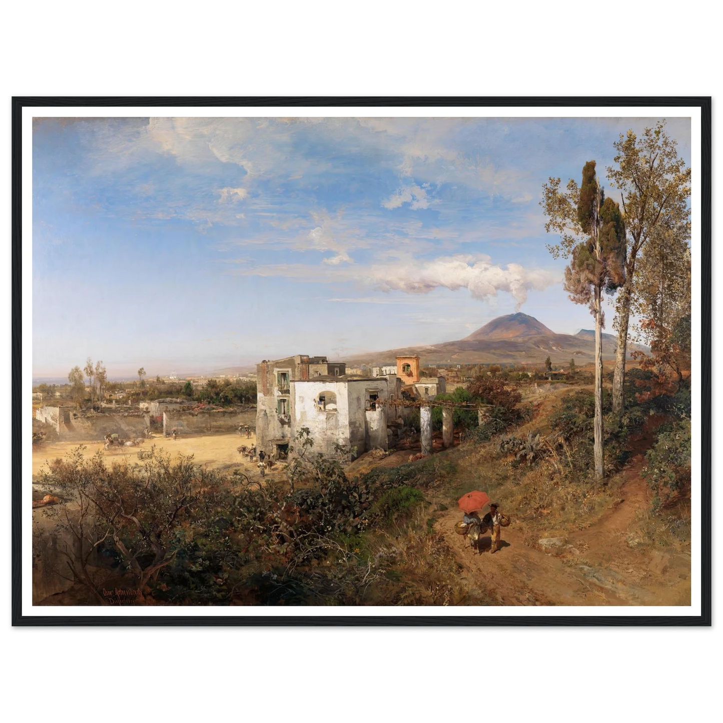Landschaft bei Pompeji (1863) Art Print | Oswald Achenbach - Framed Poster - 30x40 cm / 12x16″ - Black frame