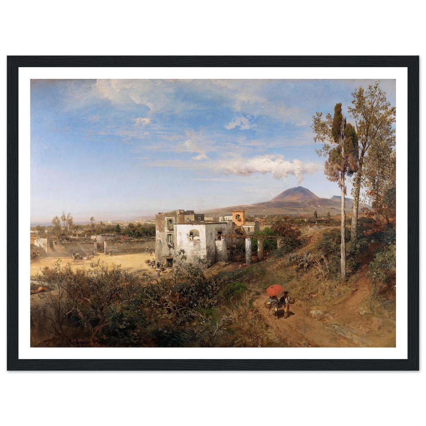 Landschaft bei Pompeji (1863) Art Print | Oswald Achenbach - Framed Poster - 30x40 cm / 12x16″ - Black frame