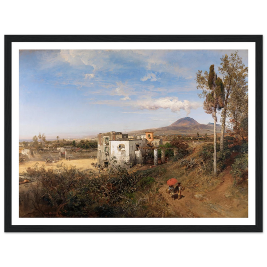 Landschaft bei Pompeji (1863) Art Print | Oswald Achenbach - Framed Poster - 30x40 cm / 12x16″ - Black frame