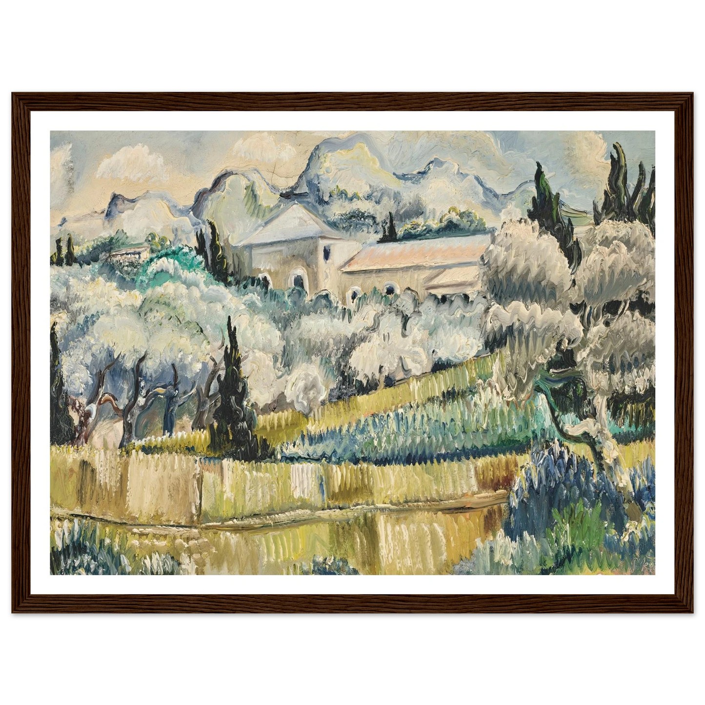 Landschaft in Südfrankreich (1938) Art Print | Paul Kleinschmidt - Framed Poster - 30x40 cm / 12x16″ - Black frame