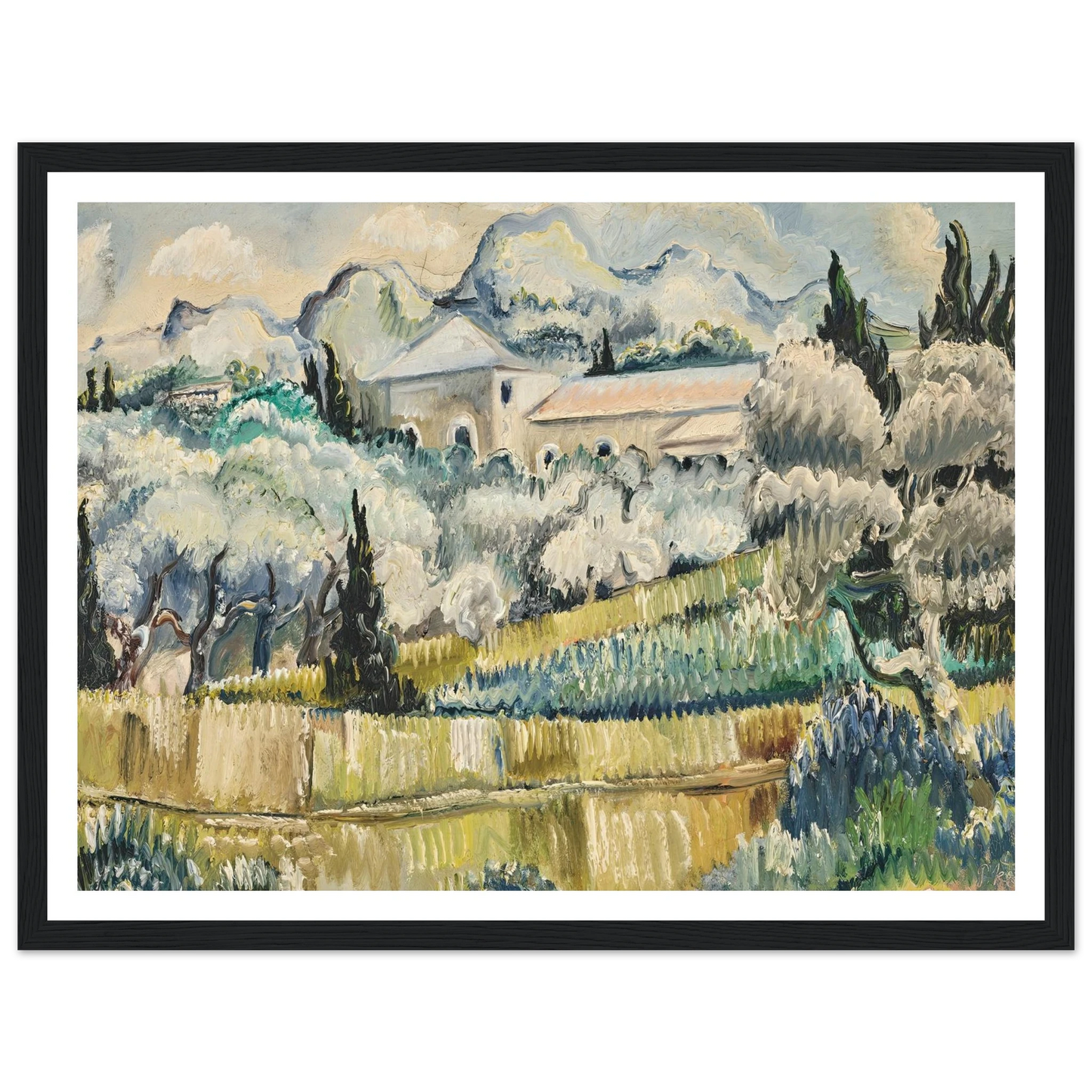 Landschaft in Südfrankreich (1938) Art Print | Paul Kleinschmidt - Framed Poster - 30x40 cm / 12x16″ - Black frame