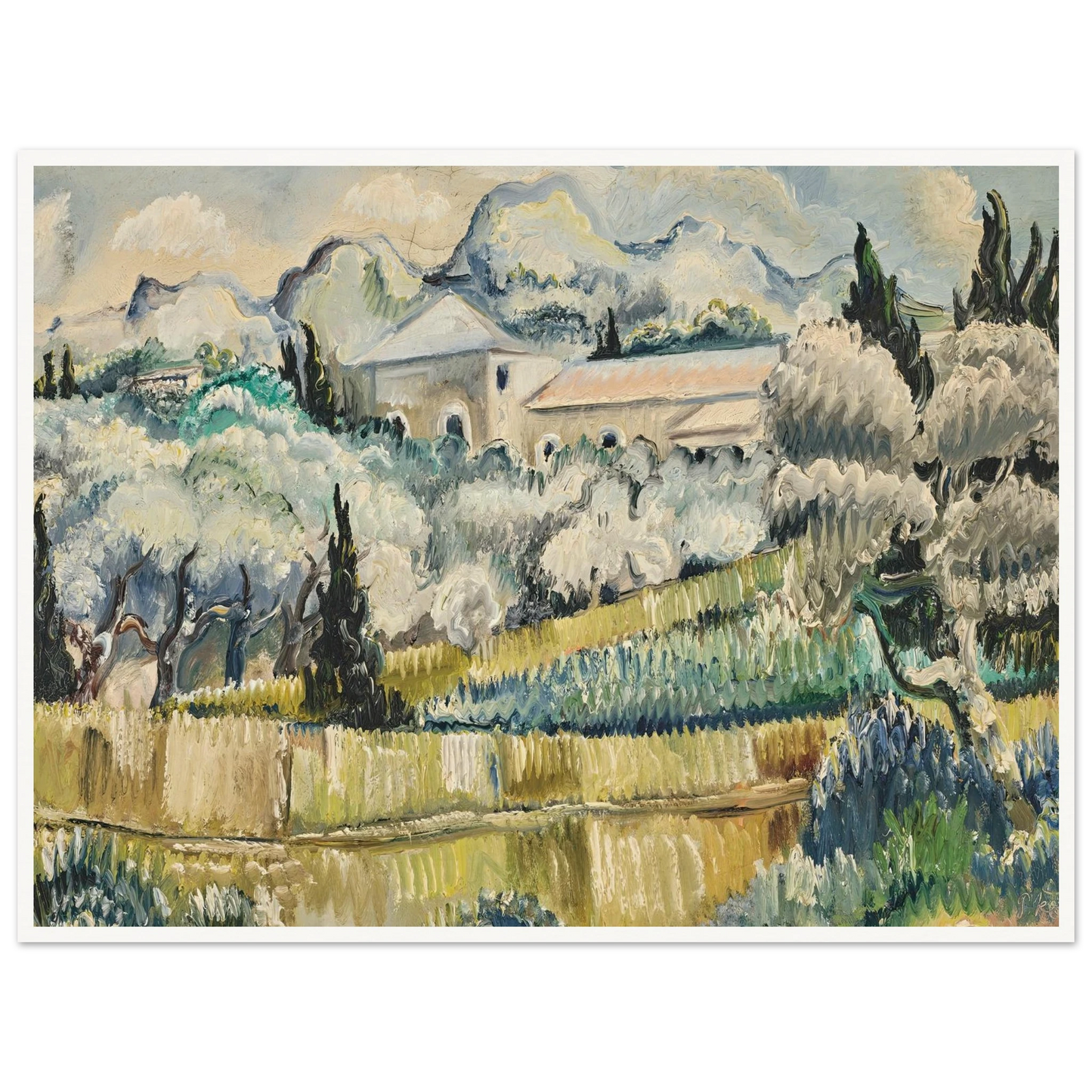 Landschaft in Südfrankreich (1938) Art Print | Paul Kleinschmidt - Framed Poster - 30x40 cm / 12x16″ - Black frame