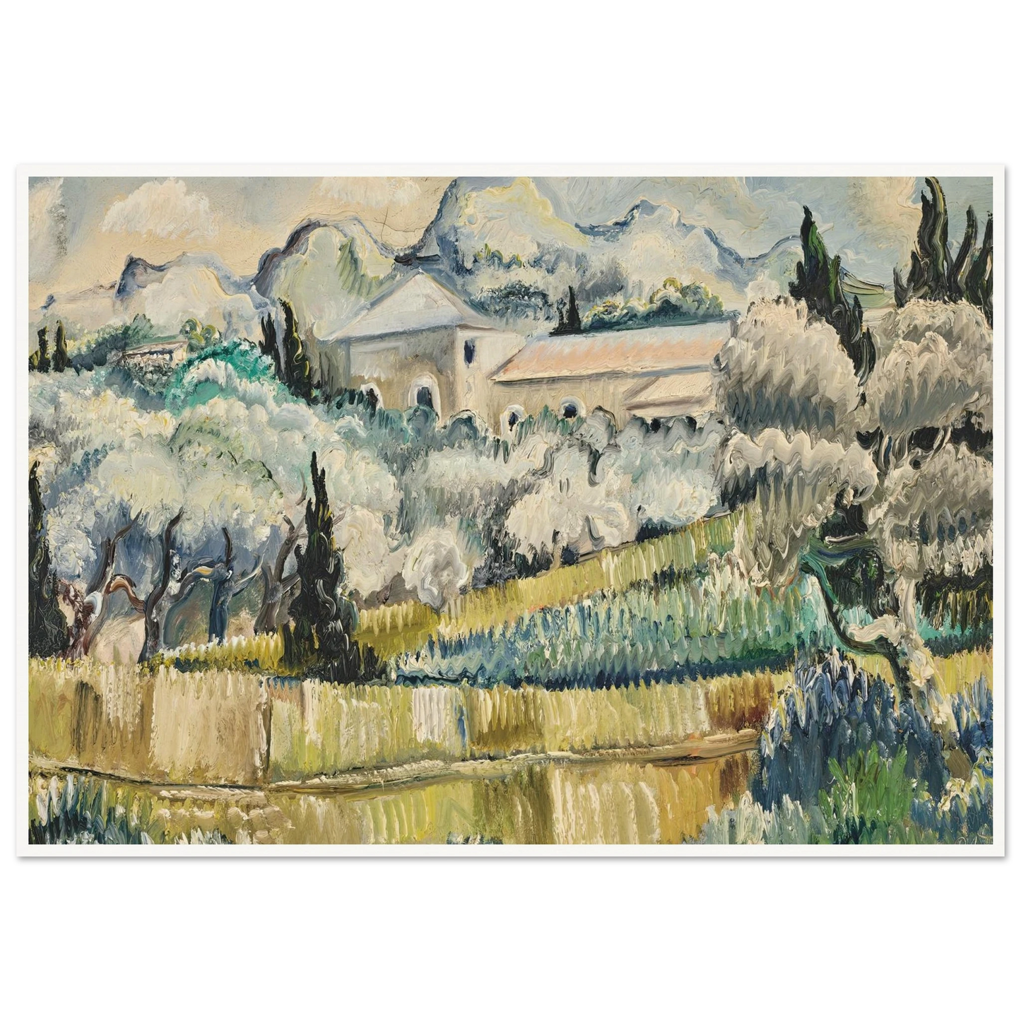 Landschaft in Südfrankreich (1938) Art Print | Paul Kleinschmidt - Framed Poster - 30x40 cm / 12x16″ - Black frame