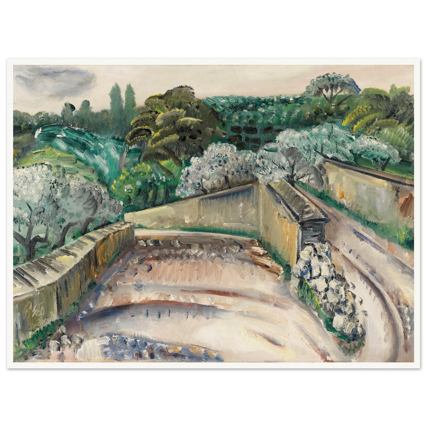 Landschaft in Südfrankreich (Regentag in Cassis) (1930) Art Print | Paul Kleinschmidt - Framed Poster - 30x40 cm / 12x16″ - Black frame