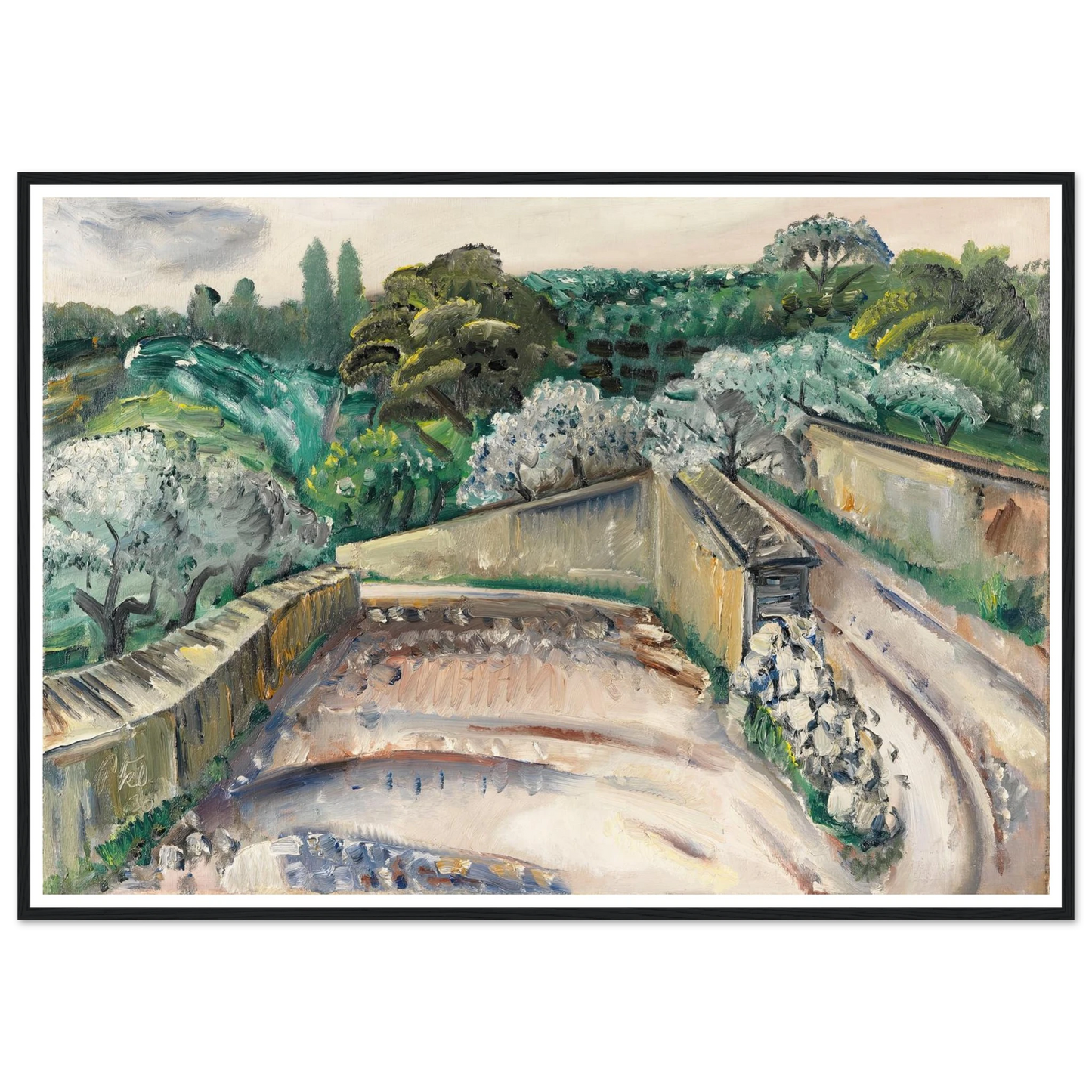 Landschaft in Südfrankreich (Regentag in Cassis) (1930) Art Print | Paul Kleinschmidt - Framed Poster - 30x40 cm / 12x16″ - Black frame