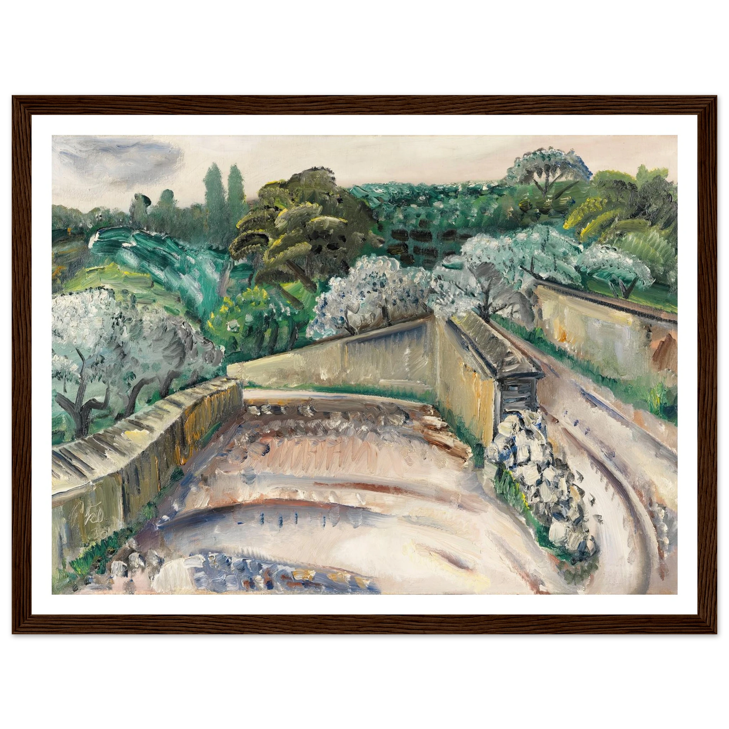 Landschaft in Südfrankreich (Regentag in Cassis) (1930) Art Print | Paul Kleinschmidt - Framed Poster - 30x40 cm / 12x16″ - Black frame