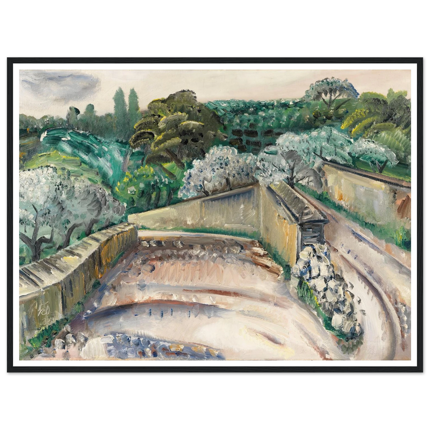 Landschaft in Südfrankreich (Regentag in Cassis) (1930) Art Print | Paul Kleinschmidt - Framed Poster - 30x40 cm / 12x16″ - Black frame