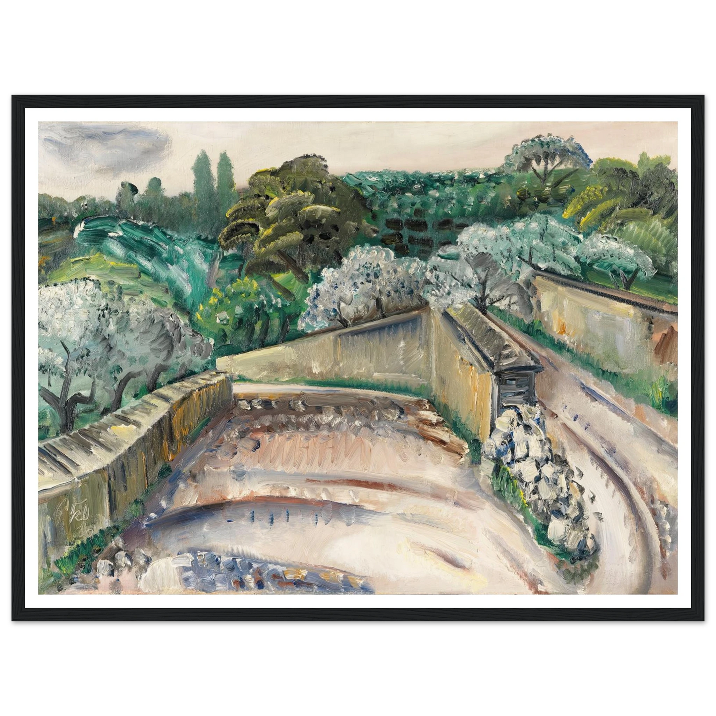 Landschaft in Südfrankreich (Regentag in Cassis) (1930) Art Print | Paul Kleinschmidt - Framed Poster - 30x40 cm / 12x16″ - Black frame