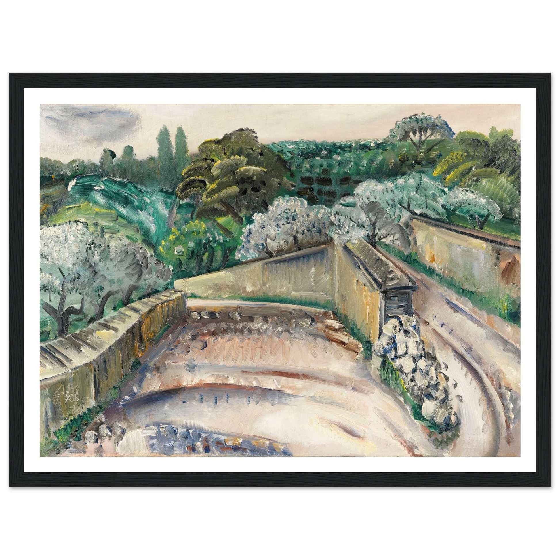 Landschaft in Südfrankreich (Regentag in Cassis) (1930) Art Print | Paul Kleinschmidt - Framed Poster - 30x40 cm / 12x16″ - Black frame