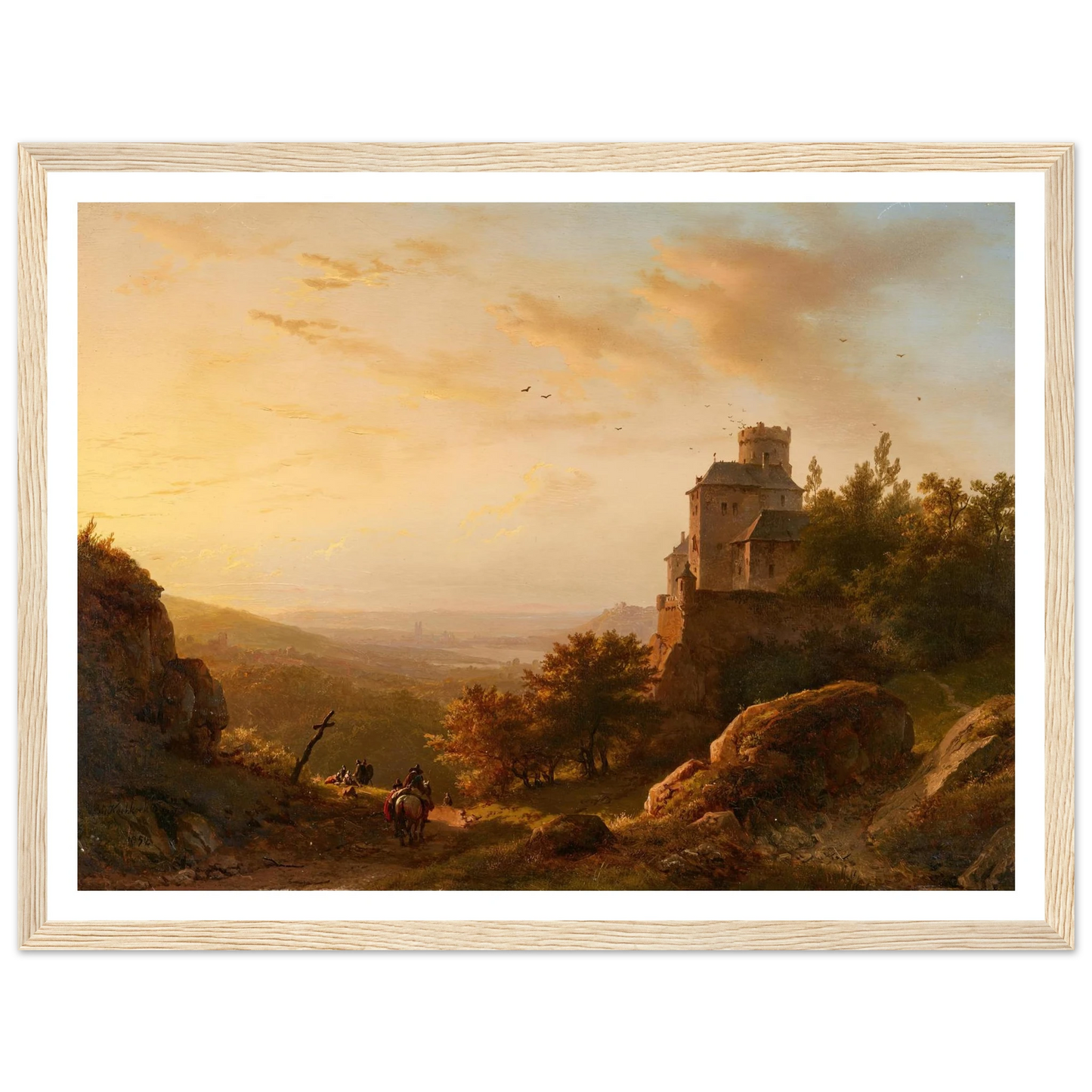 Landschaft mit Burg (1852) Art Print | Barend Cornelis Koekkoek - Framed Poster - 30x40 cm / 12x16″ - Black frame