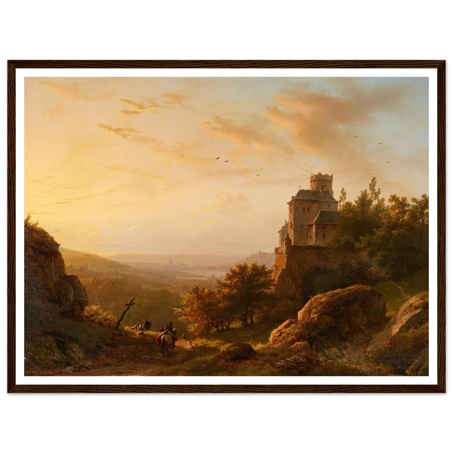 Landschaft mit Burg (1852) Art Print | Barend Cornelis Koekkoek - Framed Poster - 30x40 cm / 12x16″ - Black frame