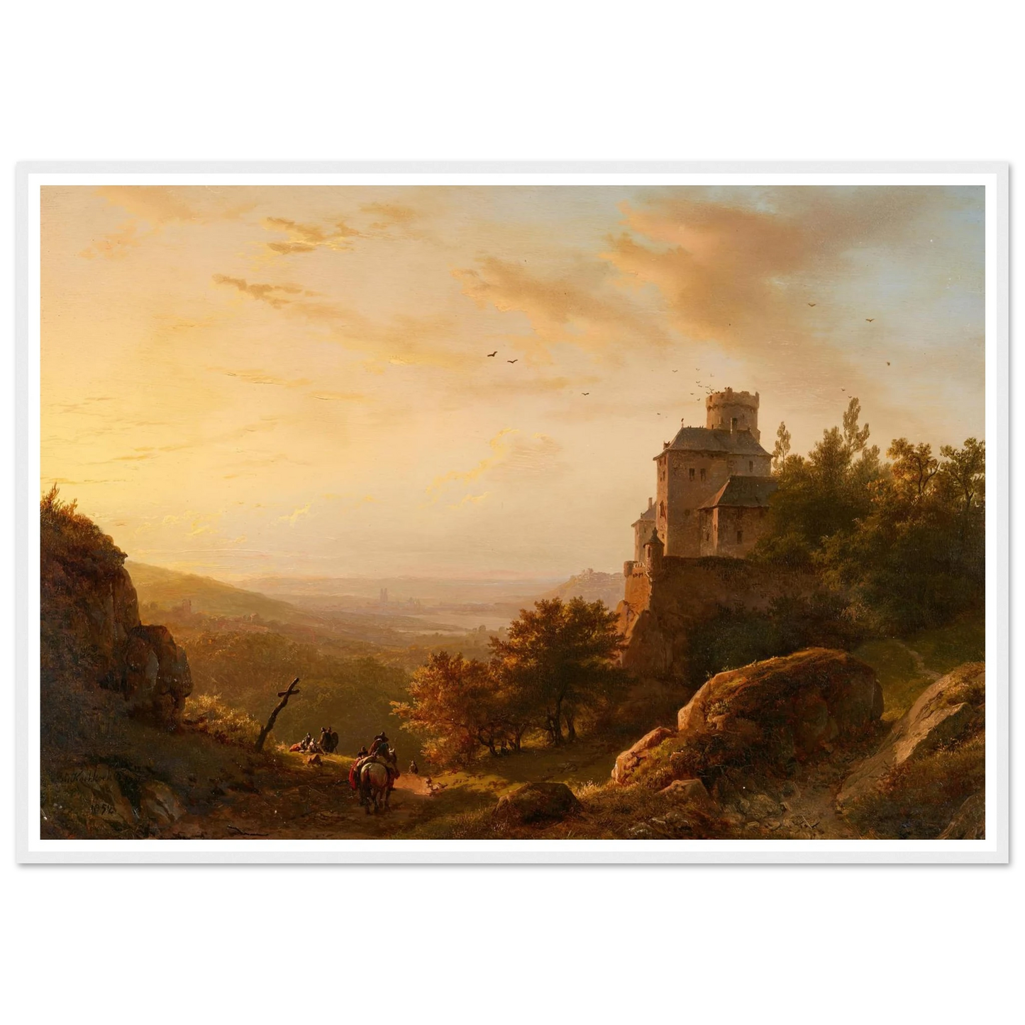 Landschaft mit Burg (1852) Art Print | Barend Cornelis Koekkoek - Framed Poster - 30x40 cm / 12x16″ - Black frame