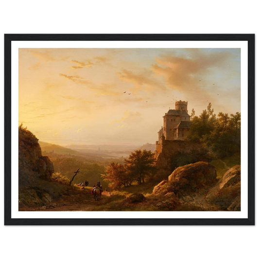 Landschaft mit Burg (1852) Art Print | Barend Cornelis Koekkoek - Framed Poster - 30x40 cm / 12x16″ - Black frame
