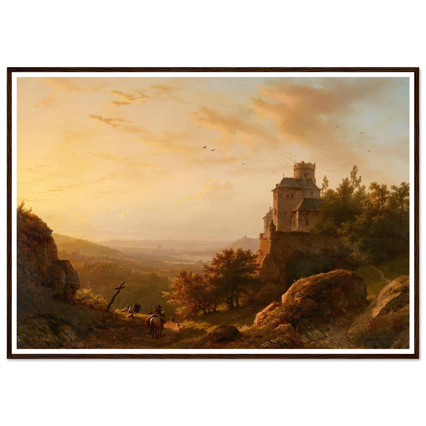 Landschaft mit Burg (1852) Art Print | Barend Cornelis Koekkoek - Framed Poster - 30x40 cm / 12x16″ - Black frame
