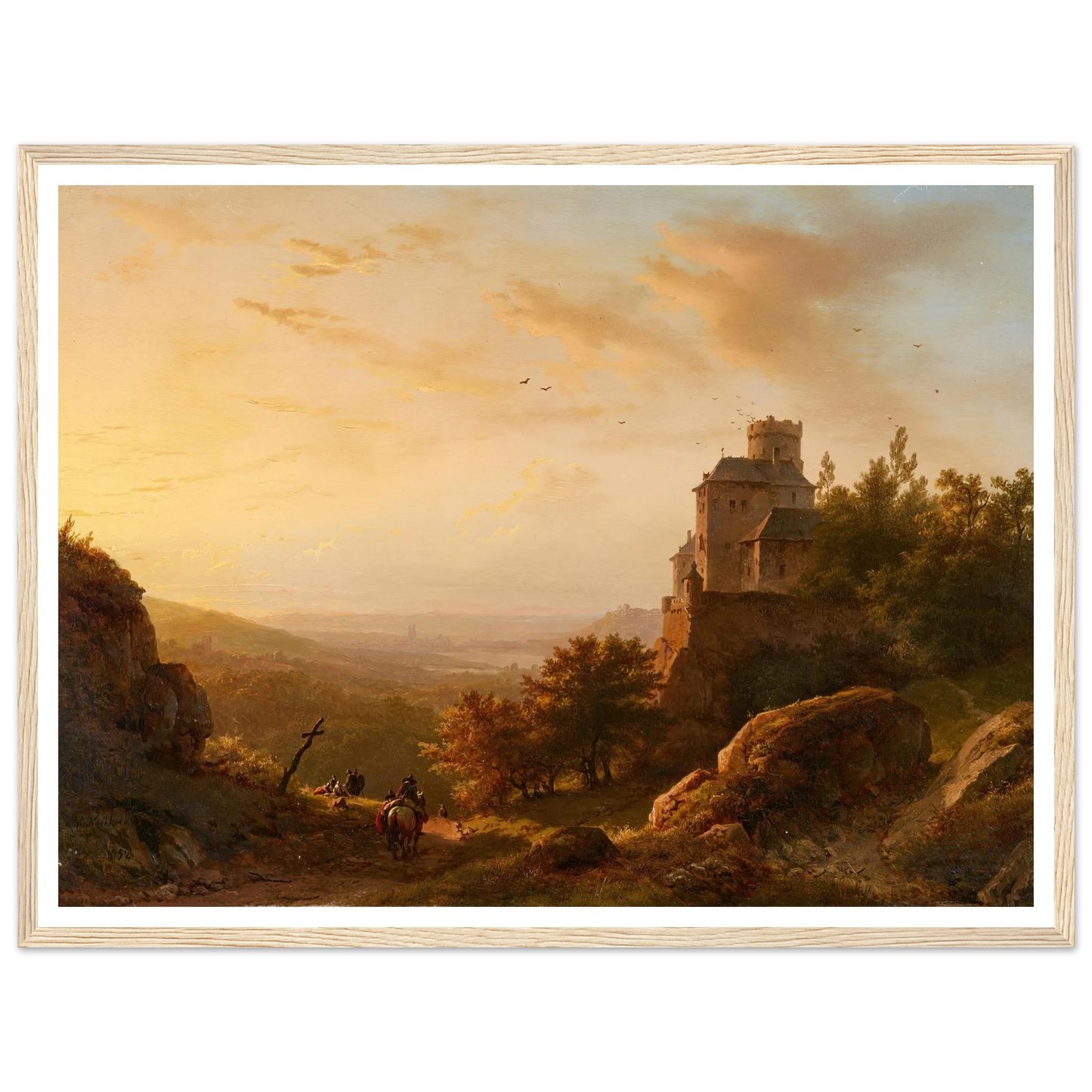 Landschaft mit Burg (1852) Art Print | Barend Cornelis Koekkoek - Framed Poster - 30x40 cm / 12x16″ - Black frame